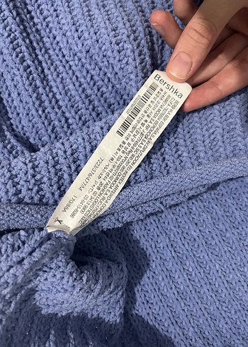Bershka Bershka Nakışlı Mavi Örgü Kadın Kazak