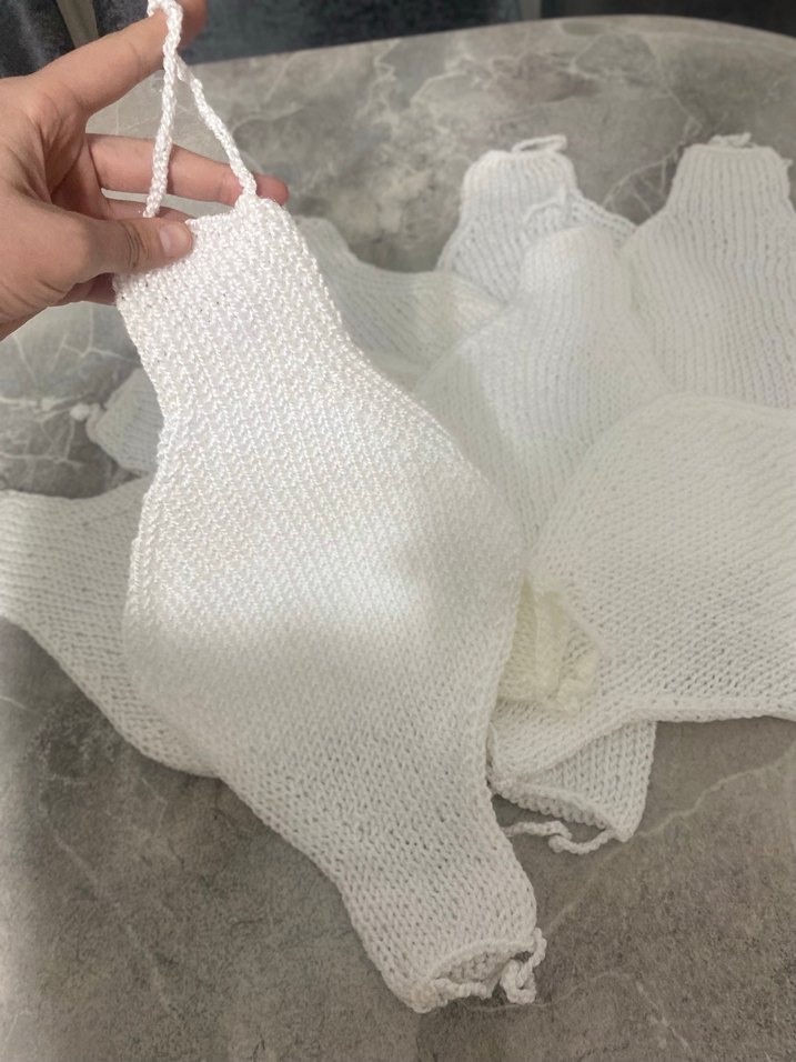 Beyaz Örgü Banyo Lif - Görsel 3