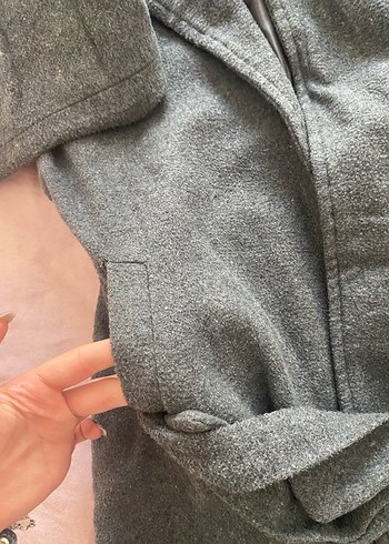 Klasik Antrasit Kuşaklı Kaban - Görsel 6