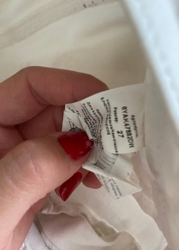 Kadın Beyaz Midi Boy Pamuklu Kot Pantolon - Görsel 4