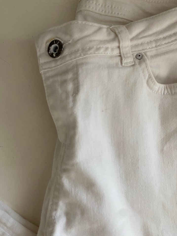 Kadın Beyaz Midi Boy Pamuklu Kot Pantolon - Görsel 2