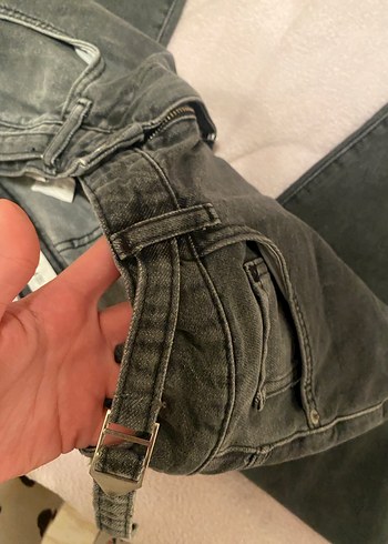 Gri Kadın Kot Pantolon, Kemerli, Regular Fit - Görsel 6