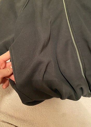 Siyah Fermuarlı Kadın Midi Ceket - Görsel 3