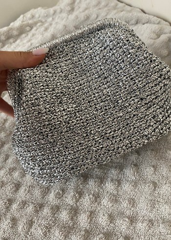 Gri Örgü Kadın Portföy Çanta - Görsel 3