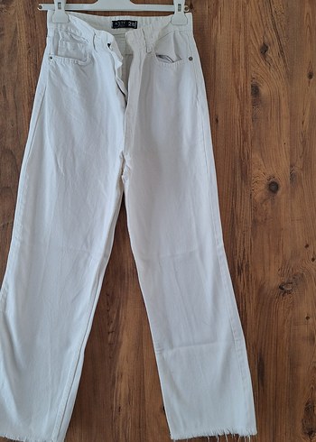 Diğer Rahat Ve Sik Beyaz Denim Pantolon
