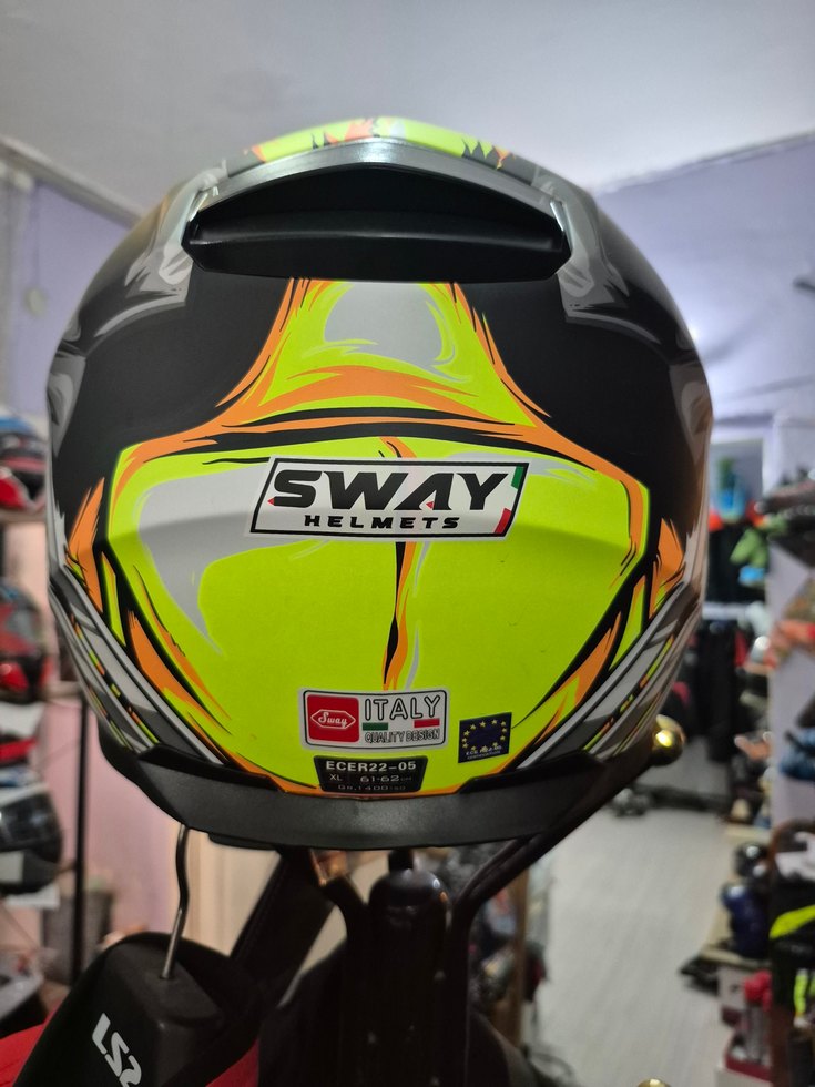 Sway  Siyah Renkli Baskılı Biker Motosiklet Kaskı - Görsel 4