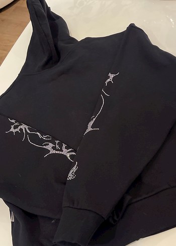 Fermuarlı Siyah Goth Kapüşonlu çeket - Görsel 5