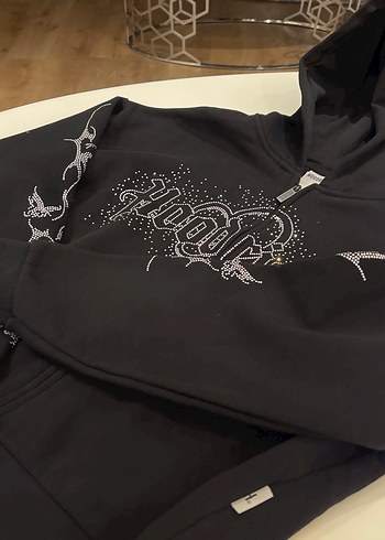 Fermuarlı Siyah Goth Kapüşonlu çeket - Görsel 4