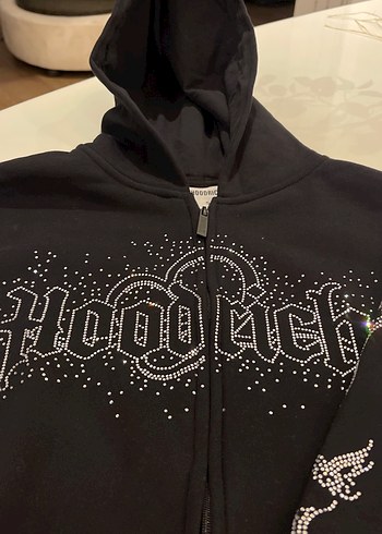 Fermuarlı Siyah Goth Kapüşonlu çeket - Görsel 3