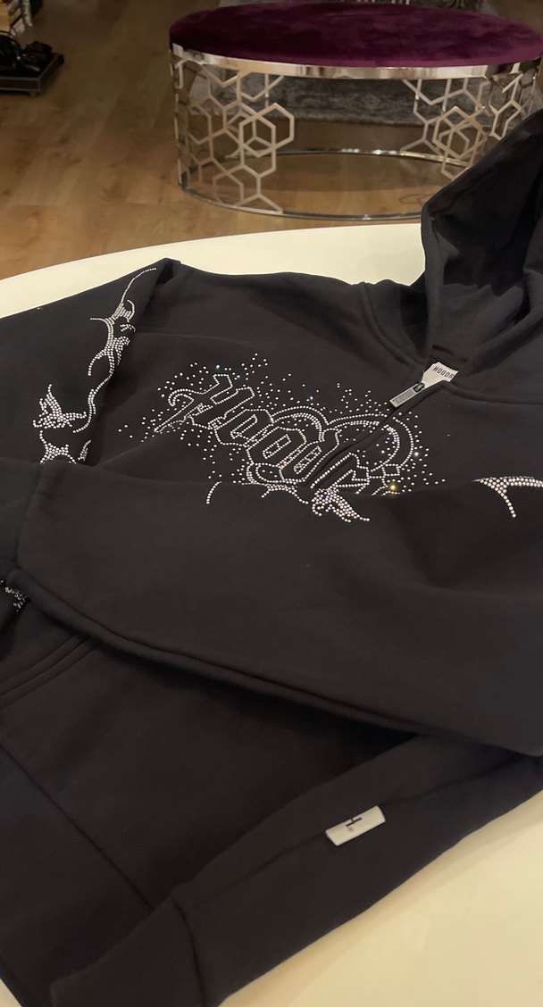 Fermuarlı Siyah Goth Kapüşonlu çeket - Görsel 4