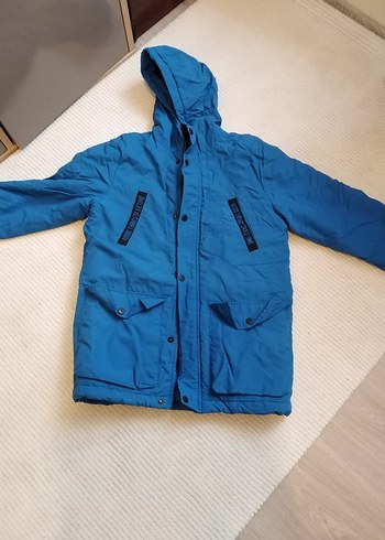 Erkek Çocuk Mavi Kapüşonlu Fermuarlı Mont - Görsel 5