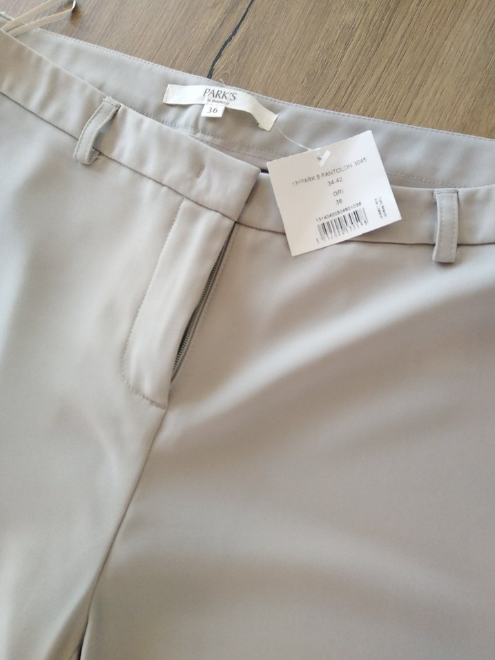 Bej Midi Kadın Kumaş Pantolon - Görsel 2