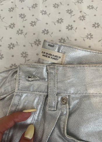 Diğer Gri Metalik Kadın Denim Pantolon