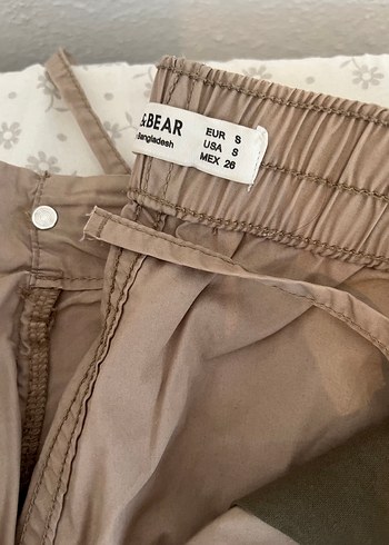 s Beden Gevşek Kesim Kadın Kemerli Bej Gri Pantolon