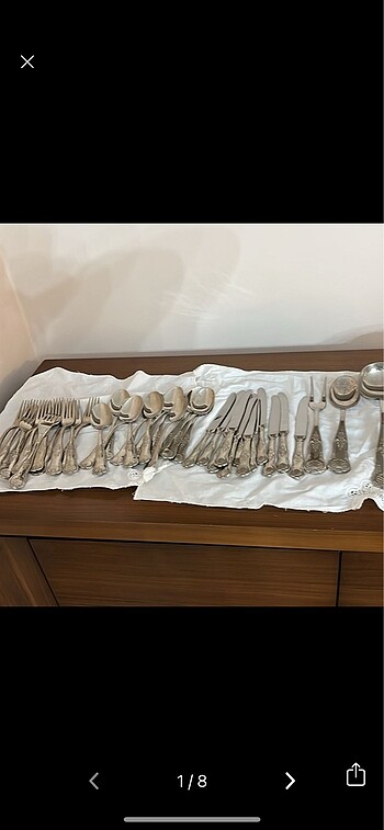 Antika gümüş çatal kaşık bıçak