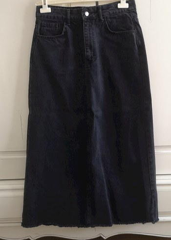 SUUD collection Siyah Uzun Rahat Kesim Denim Etek
