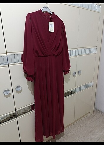 xl Beden bordo Renk Tesettür Abiye