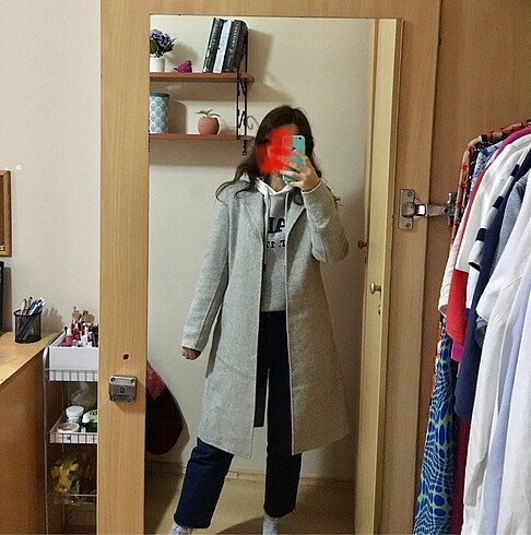 xs Beden gri Renk H&M xs gri kaban tam kalıp