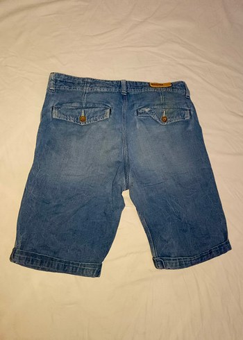 Erkek Gri Mavi Normal Boy Bol Kesim Kot Şort - Görsel 3