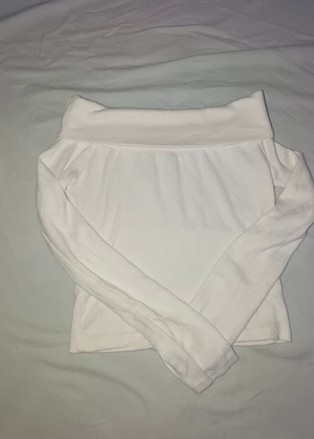 Beyaz Uzun Kollu Crop Top - Görsel 2