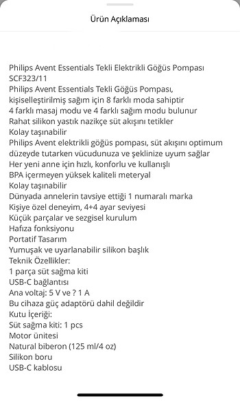  Beden Renk Philips Tekli Göğüs Pompası