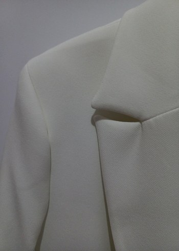 s Beden Beyaz Düğmeli Kadın Blazer Ceket