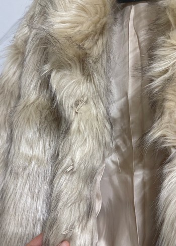Bej Kadın Suni Kürk Ceket - Görsel 4