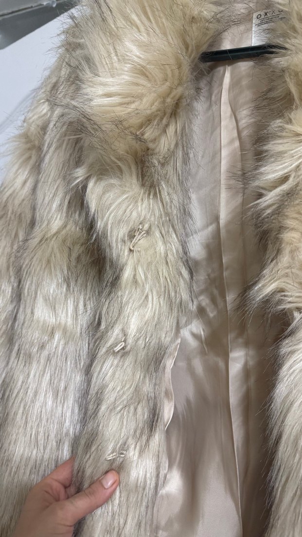 Bej Kadın Suni Kürk Ceket - Görsel 4