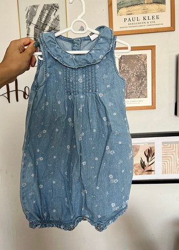 Kız Çocuk Mavi Denim Kolsuz Tulum