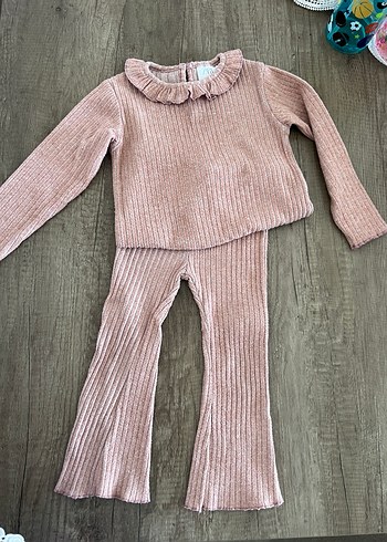 Zara Pembe Triko Bebek Kız Takımı Uzun Kollu