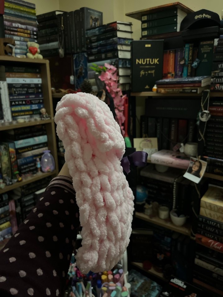 Pembe Örgü kurdaleli kitap kılıfı - Görsel 2