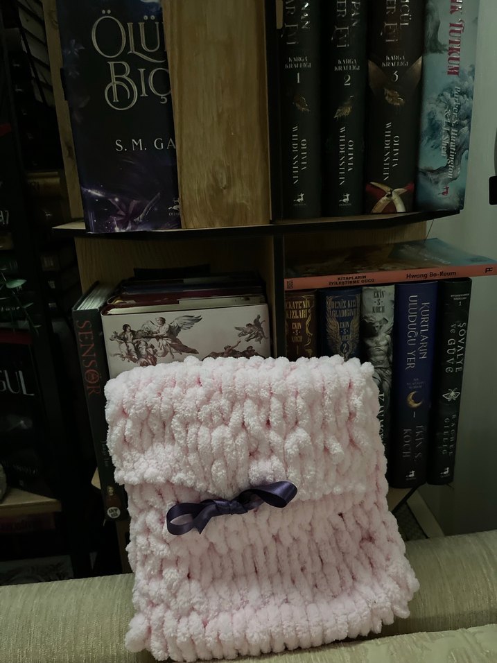 Pembe Örgü kurdaleli kitap kılıfı - Görsel 4