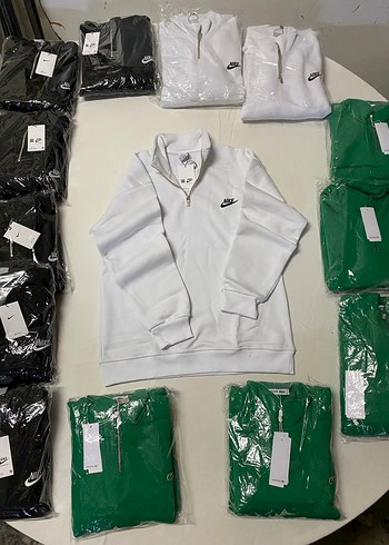 Beyaz Fermuarlı Erkek Sweatshirt