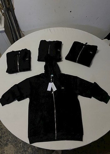 Lacoste Kadın / erkek Siyah Fermuarlı Kapüşonlu Sweatshirt