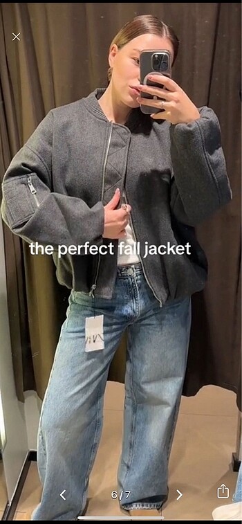 xs Beden gri Renk ZARA BOMBER CEKET