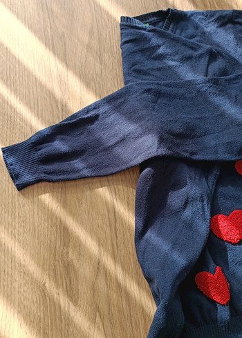 Limon Kırmızı Kalp Desenli Çocuk Triko Kazak - Görsel 4