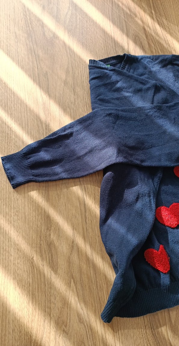 Limon Kırmızı Kalp Desenli Çocuk Triko Kazak - Görsel 4