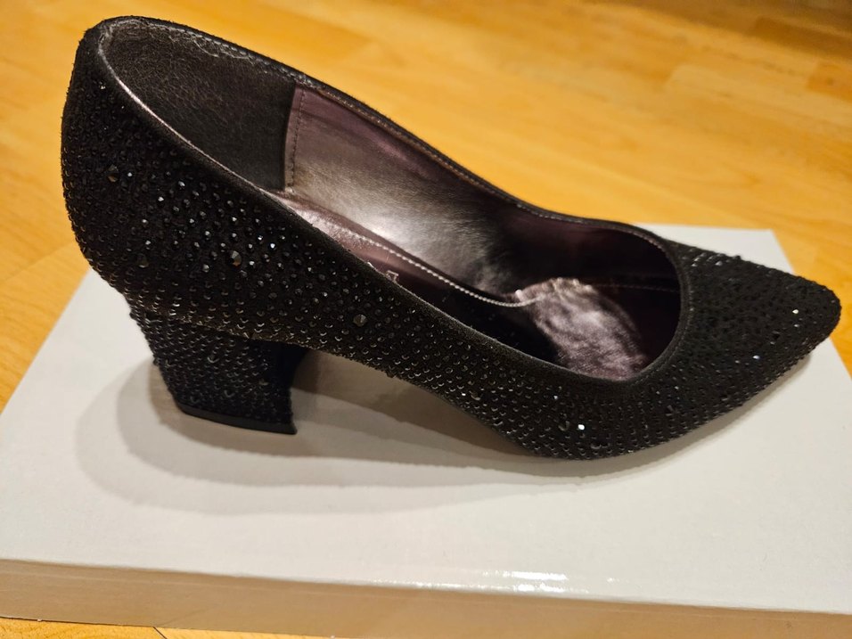 Siyah Payetli Topuklu Abiye Ayakkabı - Görsel 2