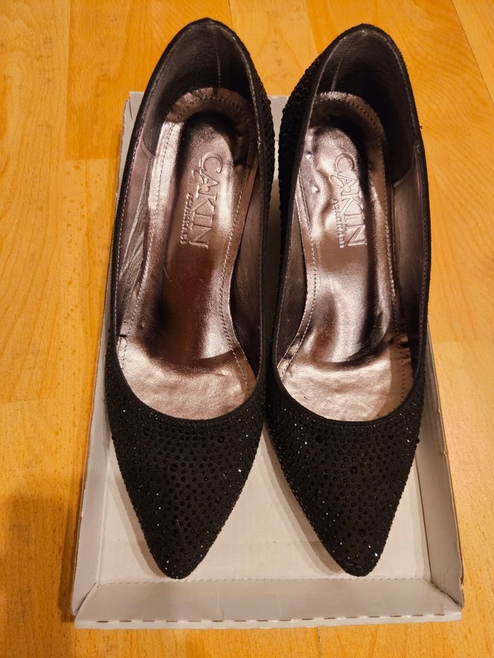 Siyah Payetli Topuklu Abiye Ayakkabı - Görsel 3