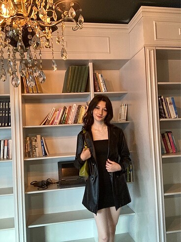Shein uzun deri ceket