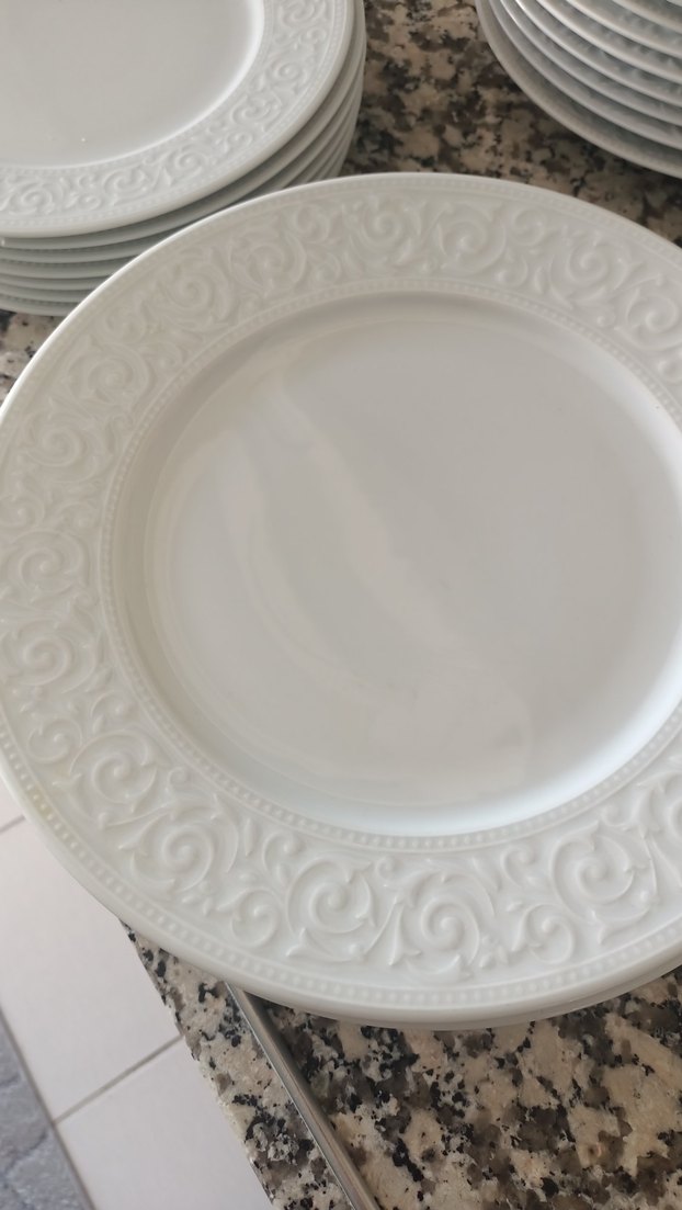 Beyaz Desenli Yemek Tabağı ve Kase Seti - Görsel 5