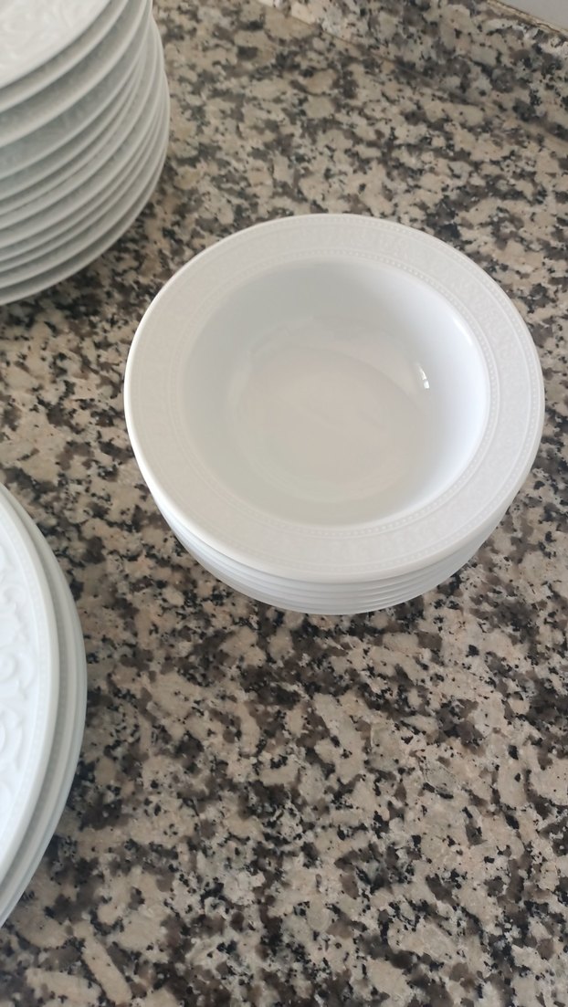 Beyaz Desenli Yemek Tabağı ve Kase Seti - Görsel 4