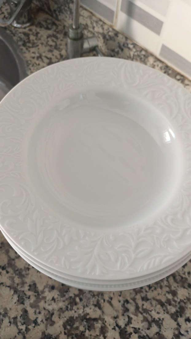 Beyaz Desenli Yemek Tabağı ve Kase Seti - Görsel 2