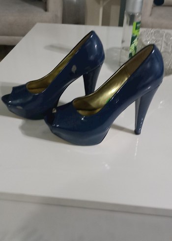 Mavi Rugan Platform Topuklu Kadın Stiletto - Görsel 3