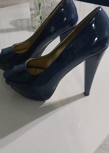 Mavi Rugan Platform Topuklu Kadın Stiletto - Görsel 4