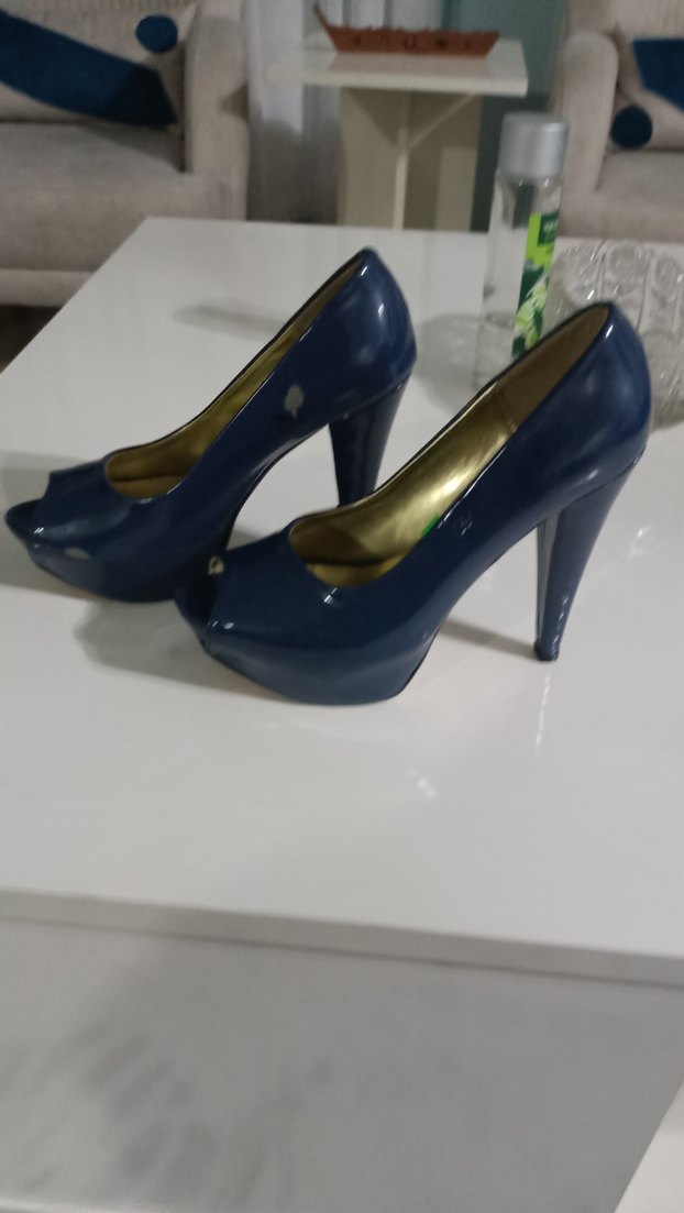 Mavi Rugan Platform Topuklu Kadın Stiletto - Görsel 3