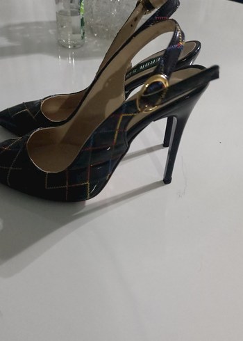 Siyah Yılan Desenli Tokalı Stiletto - Görsel 3