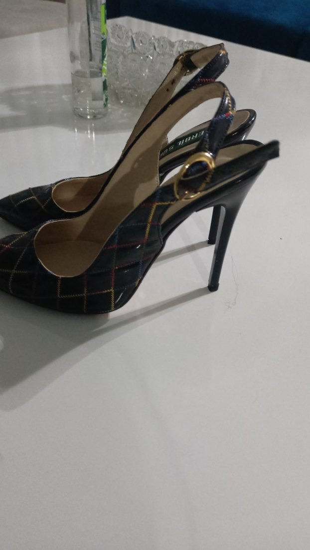 Siyah Yılan Desenli Tokalı Stiletto - Görsel 3