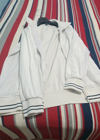 Beyaz Fermuarlı Uzun Kollu Kadın Ceket - Görsel 2