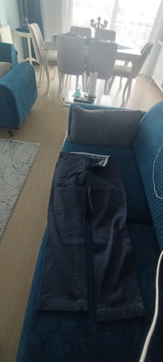 Düğmeli Gri Mavi Denim Erkek Pantolon - Görsel 2